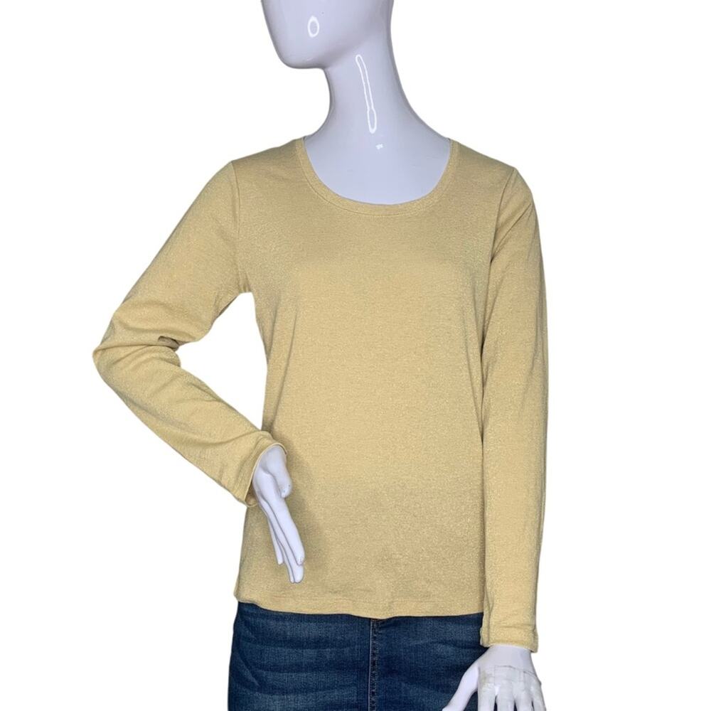 White Stag NWOT Top Long Sleeve Gold Metallic Size S